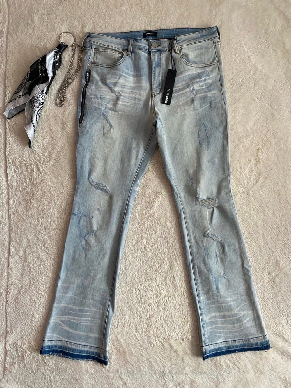 Men’s Distressed Jeans, Stacked, Fashion Nova, Size 38, NWT